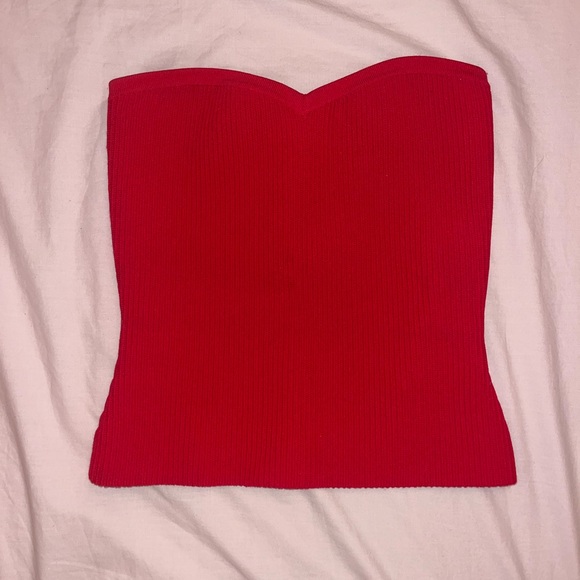 Aritzia Pink Strapless Ribbed Top - Picture 6 of 6